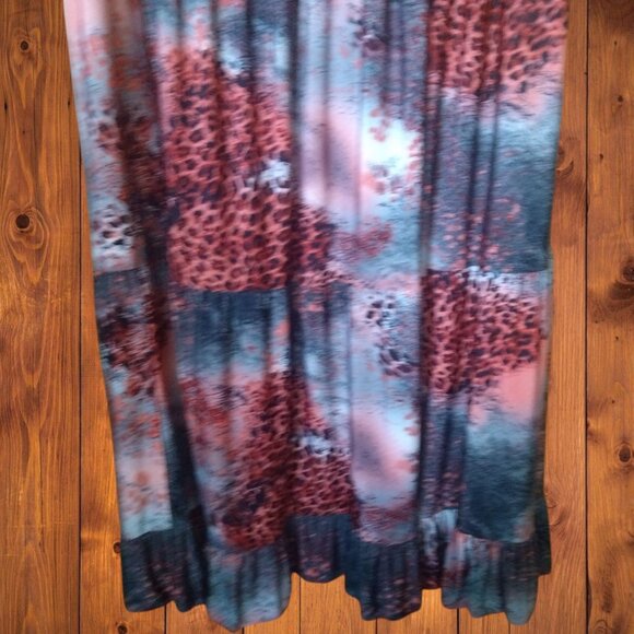 Magic Women's 1X Elastic Waist Pull On Maxi Skirt Boho Hippie Ruffle Buckle Y2K - Picture 3 of 5